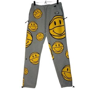 Converse Gray Joggers with Yellow Smiley Faces